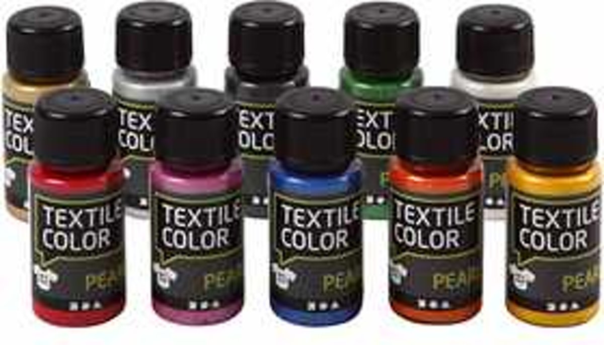 Textile Color, diverse kleuren, Pearl, 10x50ml [HOB-33699]